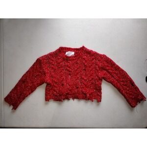 Zara Kids‎ Red Cable Knit Sparkle Crop Sweater Girls Size 6/7